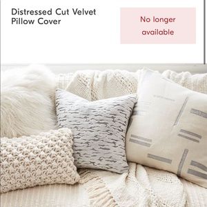 West Elm Distressed Cut Velvet 20x20 Pillow Cover